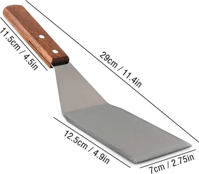 Alt view image 4 of 4 - Hamburger Spatula Turner, Stainless Steel Heavy Duty Spatula Turner, Metal Spatulas for Cast Iron Skillet, Grill Griddle Scraper Kitchen Cooking