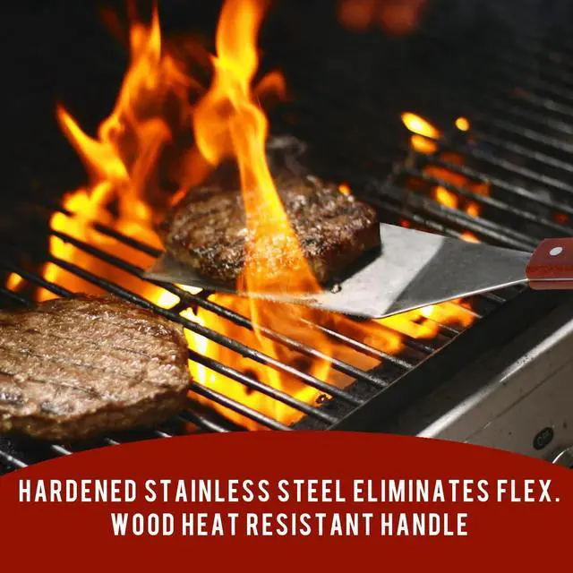 Alt view image 5 of 6 - Eggssentials Griddle Spatula Stainless Steel Grill Spatula Turner for Burgers, Cookies and Pancakes with Wooden Handle.