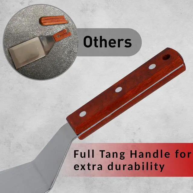 Alt view image 4 of 6 - Eggssentials Griddle Spatula Stainless Steel Grill Spatula Turner for Burgers, Cookies and Pancakes with Wooden Handle.