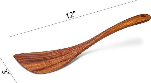 Alt view image 3 of 5 - Jilla-hla Wooden Spatula Nonstick Turner Acacia Wood, Right Long Handle Flat Frying Spatulas Handmade for Mother Wife Grandma Her Kitchen Gift, Ideal Cookware Utensils for Cooking Eggs, Fish, Pancakes