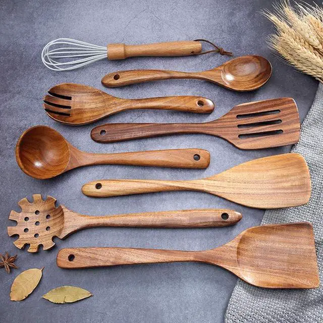 Alt view image 6 of 7 - Teak Kitchen Utensils,Wooden Soup Spoon Kitchenware Seasoning Scoop Dipping,Oil Dipper,Meal Rice Scoop,Natural Utensils Handcrafted Cutlery Tool (soup spoon(10.6x3.15in))