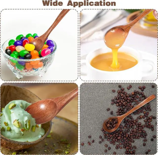 Alt view image 5 of 7 - 4 PCS Wooden Spoons for Eating, 7 Inch Wood Soup Spoons, Wooden Eating Spoon Wood Serving Table Spoon Set for Tea, Coffee Desserts Cereal