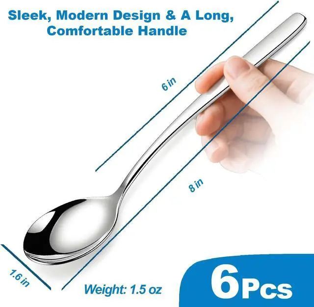 Alt view image 2 of 7 - Set of 6 Premium Korean Soup Spoons, 8 Inch