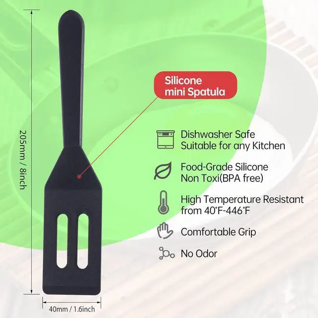 Alt view image 2 of 7 - 2 Pack Silicone Mini Brownie & Cookie Spatula, Heat-Resistant Turner, Flip Egg & Serve Batter (Black)