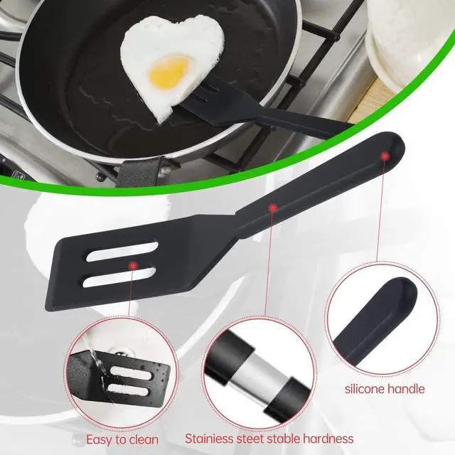 Alt view image 5 of 7 - 2 Pack Silicone Mini Brownie & Cookie Spatula, Heat-Resistant Turner, Flip Egg & Serve Batter (Black)