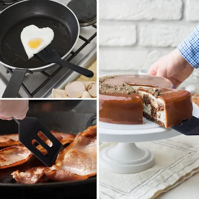 Alt view image 4 of 7 - 2 Pack Silicone Mini Brownie & Cookie Spatula, Heat-Resistant Turner, Flip Egg & Serve Batter (Black)