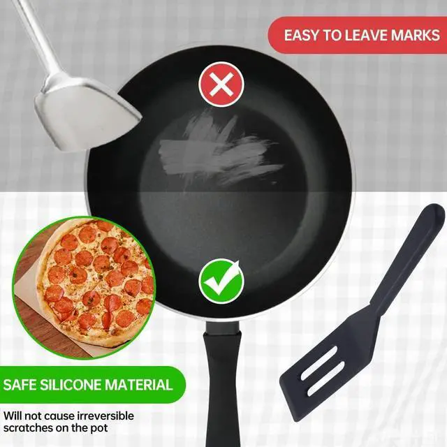 Alt view image 6 of 7 - 2 Pack Silicone Mini Brownie & Cookie Spatula, Heat-Resistant Turner, Flip Egg & Serve Batter (Black)