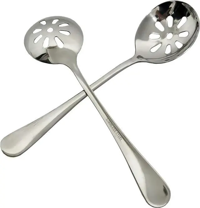 Main image of 2-Pack 7.7-inch Stainless Steel Slotted Soup Serving Spoon Colander for Buffet, Dinner, Restaurants, Kitchen (Slotted Spoon)