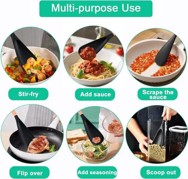 Alt view image 5 of 5 - 2-Pack Silicone Cooking Spoon & Spatula for Nonstick Cookware, BPA-Free