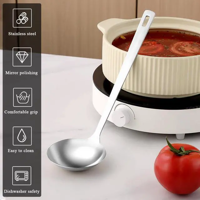 Alt view image 4 of 7 - Berglander Stainless Steel Soup Ladle, 11.8" Durable Ladel Spoon for Serving or Cooking, Dishwasher Safe, Durable & Rust-Resistant Cooking Utensil