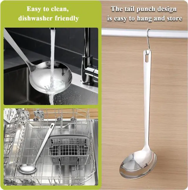Alt view image 7 of 7 - Berglander Stainless Steel Soup Ladle, 11.8" Durable Ladel Spoon for Serving or Cooking, Dishwasher Safe, Durable & Rust-Resistant Cooking Utensil