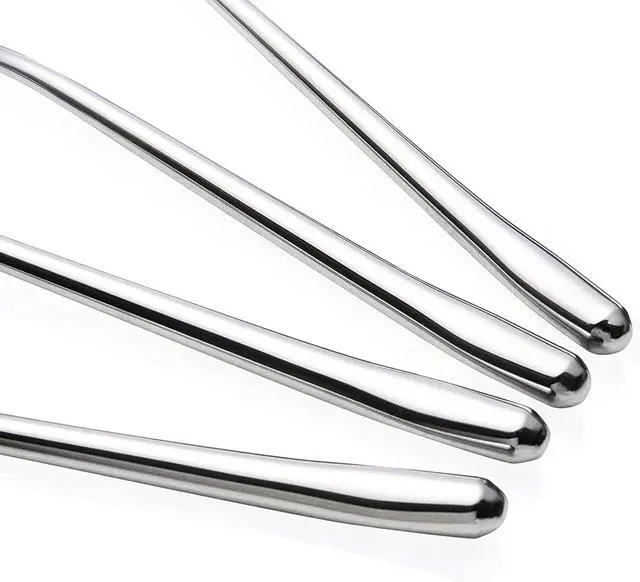 Alt view image 3 of 3 - Stainless Steel Spoon,Long handle Great Circle Soup Spoons Korean Long Handled Soup Spoon,Stainless Steel Round handle Bar Spoons Silver Set of 4