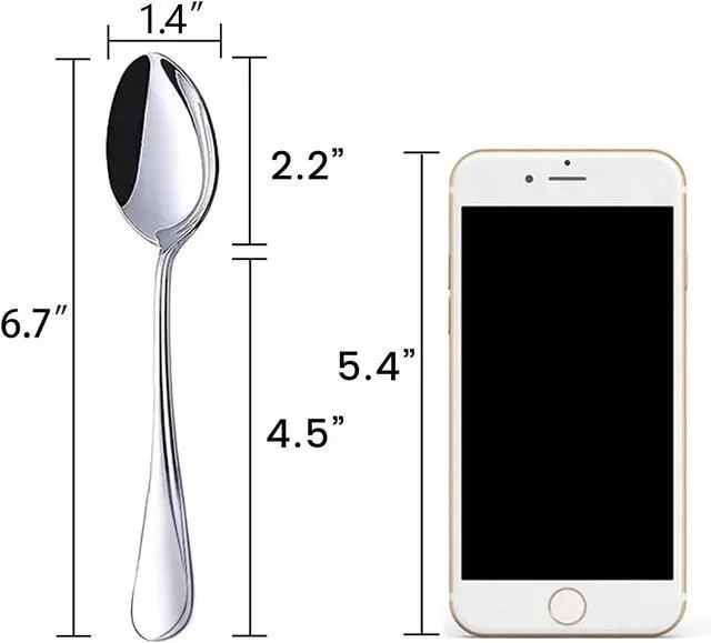 Alt view image 2 of 6 - HANSGO Stainless Steel Teaspoons, 6 PCS Dinner Spoons Silverware, 6.7 Inch