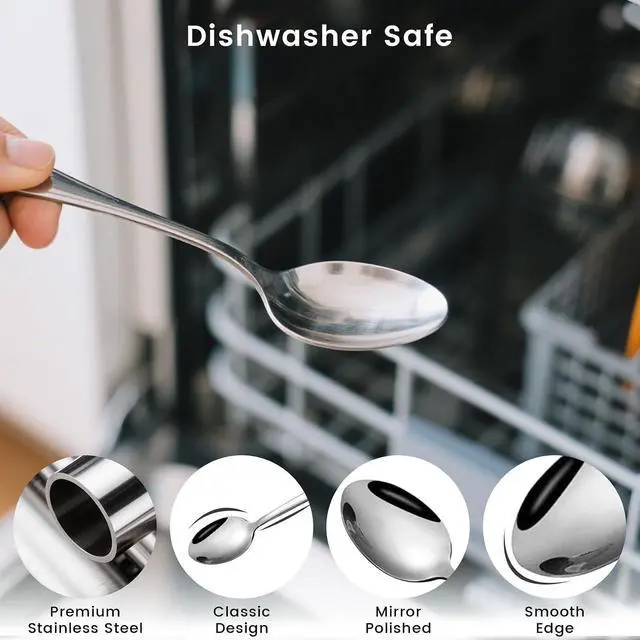Alt view image 3 of 6 - HANSGO Stainless Steel Teaspoons, 6 PCS Dinner Spoons Silverware, 6.7 Inch