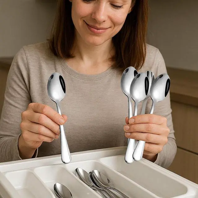 Alt view image 4 of 6 - HANSGO Stainless Steel Teaspoons, 6 PCS Dinner Spoons Silverware, 6.7 Inch