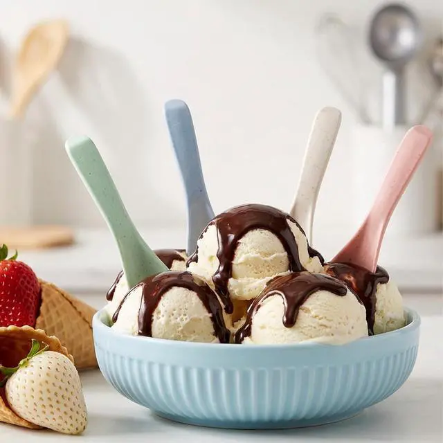 Alt view image 6 of 7 - 4 Pcs Asian Soup Spoons, 5.9 Inch Wheat Straw Spoons