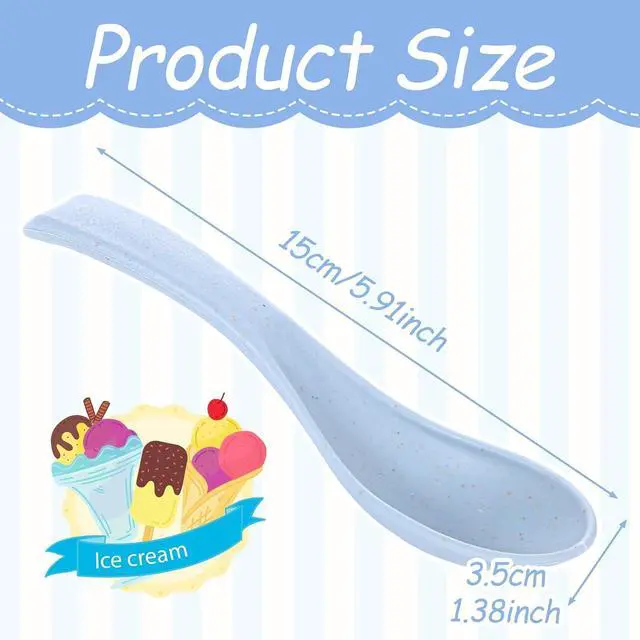Alt view image 2 of 7 - 4 Pcs Asian Soup Spoons, 5.9 Inch Wheat Straw Spoons