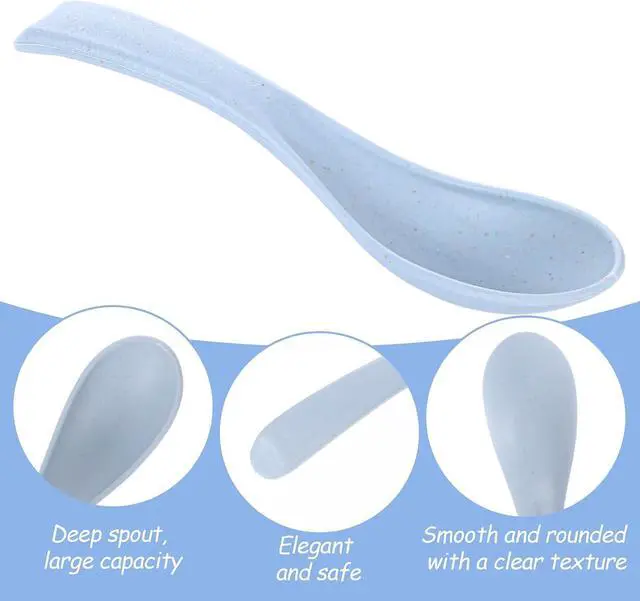 Alt view image 3 of 7 - 4 Pcs Asian Soup Spoons, 5.9 Inch Wheat Straw Spoons