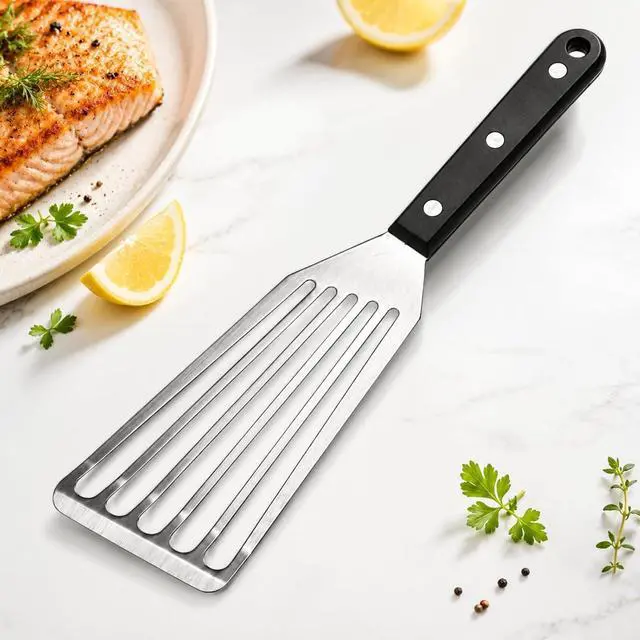 Main image of Fish Spatula, 12" Stainless Steel Slotted Turner for Cast Iron & Griddle