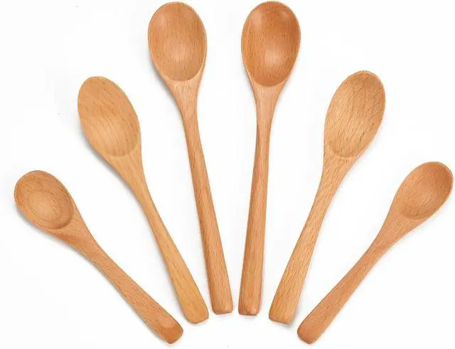 Main image of 6PCS Small Wooden Spoons for Eating, 3 Sizes Wooden Teaspoons