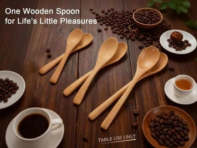 Alt view image 3 of 7 - 6PCS Small Wooden Spoons for Eating, 3 Sizes Wooden Teaspoons