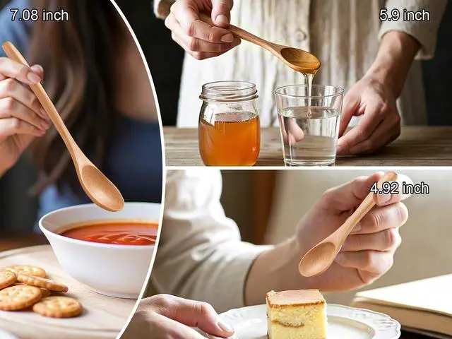 Alt view image 4 of 7 - 6PCS Small Wooden Spoons for Eating, 3 Sizes Wooden Teaspoons