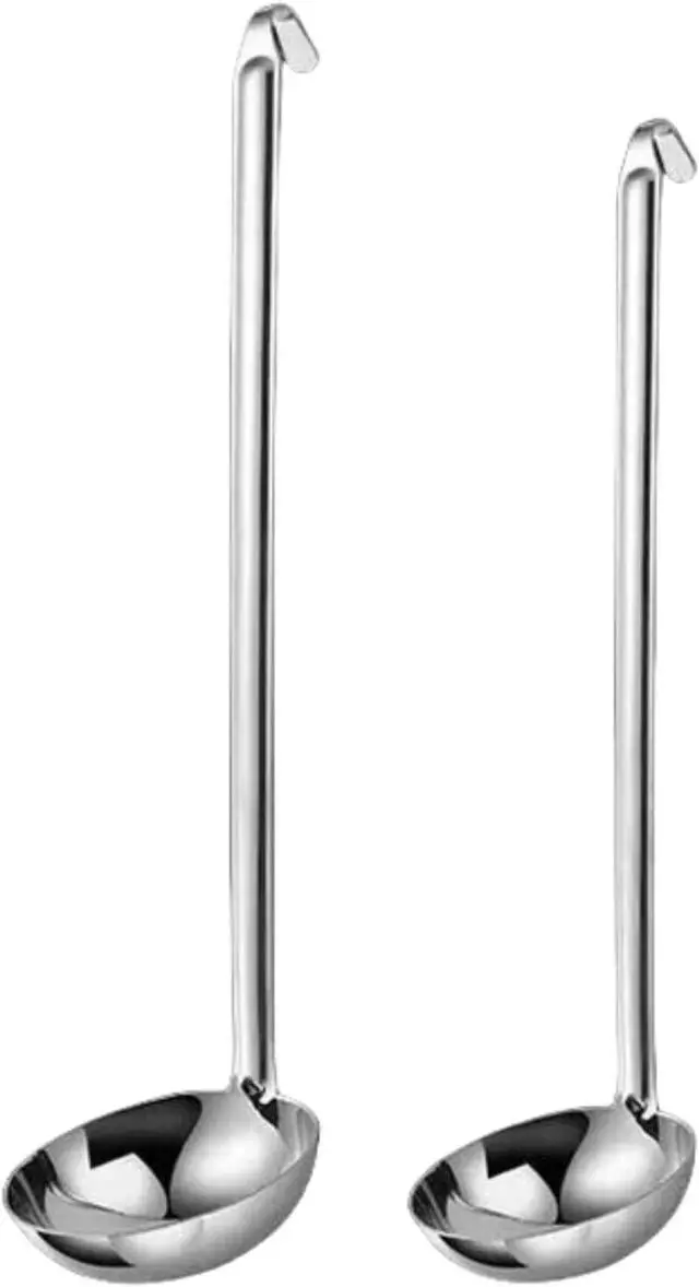 Main image of Stainless Steel Ladle 3 & 2-Ounce 2PC, Metal Kitchen Soup Ladle Spoon 12 inch & 10 inch Cooking Utensil.