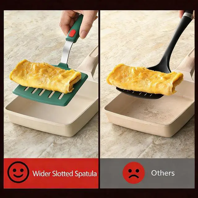Alt view image 5 of 7 - Silicone Wide Pancake Spatula, Slotted Turner for Flip Egg, Fish, Steak