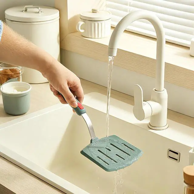 Alt view image 7 of 7 - Silicone Wide Pancake Spatula, Slotted Turner for Flip Egg, Fish, Steak