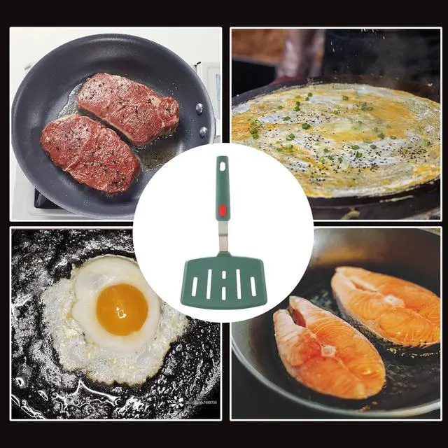 Alt view image 4 of 7 - Silicone Wide Pancake Spatula, Slotted Turner for Flip Egg, Fish, Steak
