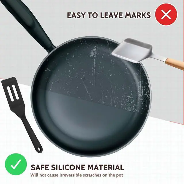 Alt view image 3 of 7 - 2 Pieces Mini Silicone Spatula, Nonstick Silicone Serve Turner, Small Spatulas for Kitchen Cooking, Heat Resistant Cookie Slotted Spatula (Black)