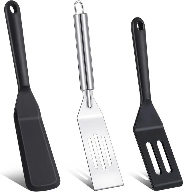 Main image of Remagr 3 Pcs Small Spatulas Set, 2 Silicone, 1 Stainless Steel Spatula