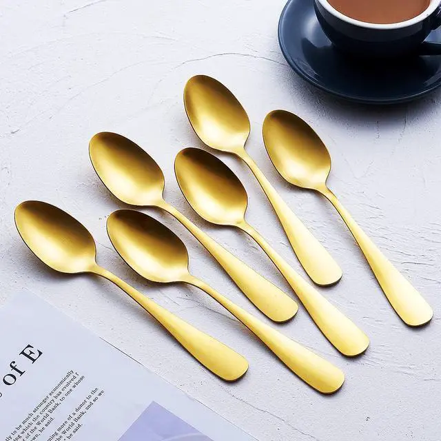 Alt view image 2 of 5 - GoGeiLi Matte Gold Stainless Steel Dinner Spoons Set