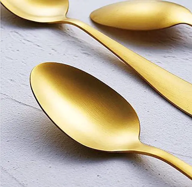 Alt view image 4 of 5 - GoGeiLi Matte Gold Stainless Steel Dinner Spoons Set