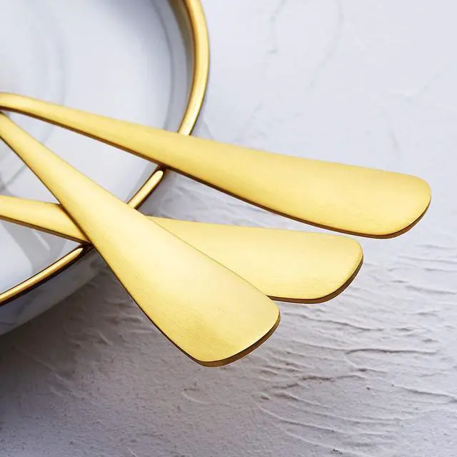 Alt view image 5 of 5 - GoGeiLi Matte Gold Stainless Steel Dinner Spoons Set