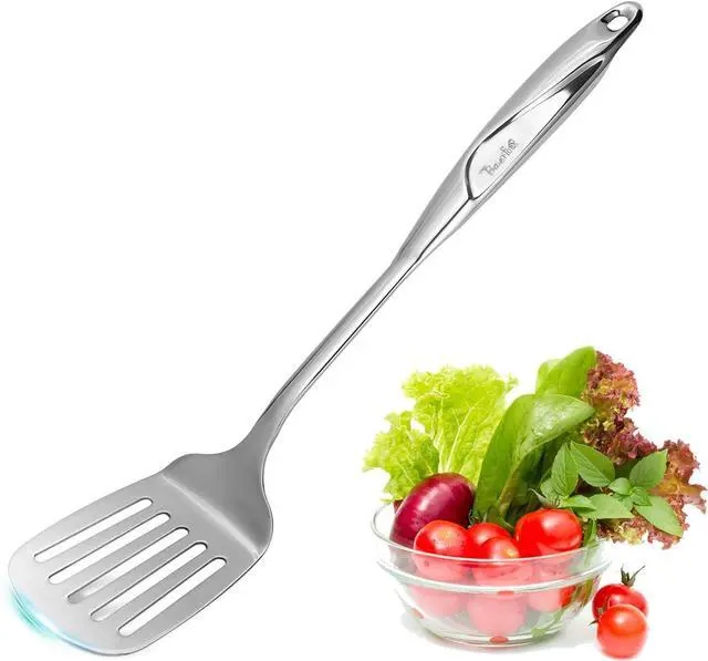 Main image of Spatula, Metal Spatula for Kitchen, Stainless Steel Slotted Turner, Hollow Handle Heat-Resistant Design, Ergonomic Dual-Handed Grip, Gift for Family