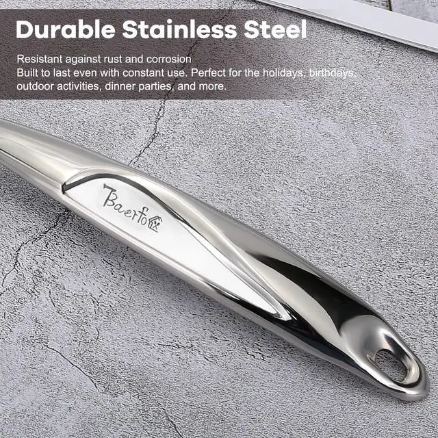 Alt view image 3 of 7 - Spatula, Metal Spatula for Kitchen, Stainless Steel Slotted Turner, Hollow Handle Heat-Resistant Design, Ergonomic Dual-Handed Grip, Gift for Family