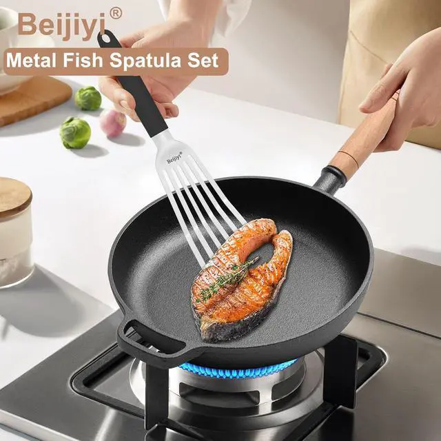 Alt view image 2 of 6 - Beijiyi 2 Pack Stainless Steel Fish Spatula, 11.7"