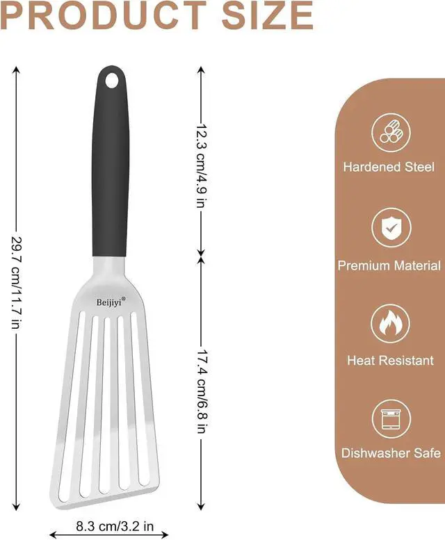 Alt view image 3 of 6 - Beijiyi 2 Pack Stainless Steel Fish Spatula, 11.7"