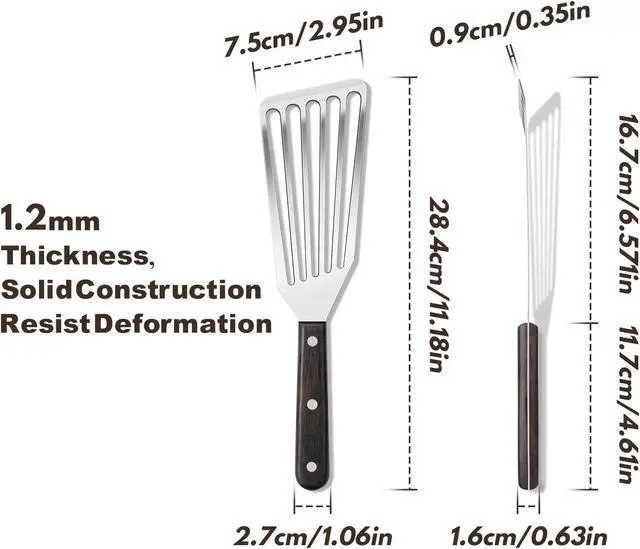 Alt view image 5 of 7 - Rainspire Fish Spatula Stainless Steel Slotted Turner with Sloped Head Design for Flipping Delicate Food, Egg, Patties, Fries