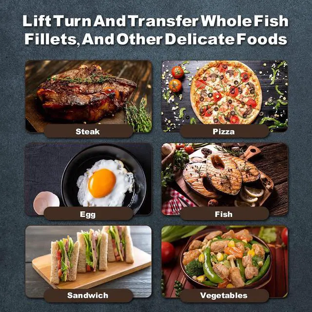 Alt view image 7 of 7 - Rainspire Fish Spatula Stainless Steel Slotted Turner with Sloped Head Design for Flipping Delicate Food, Egg, Patties, Fries