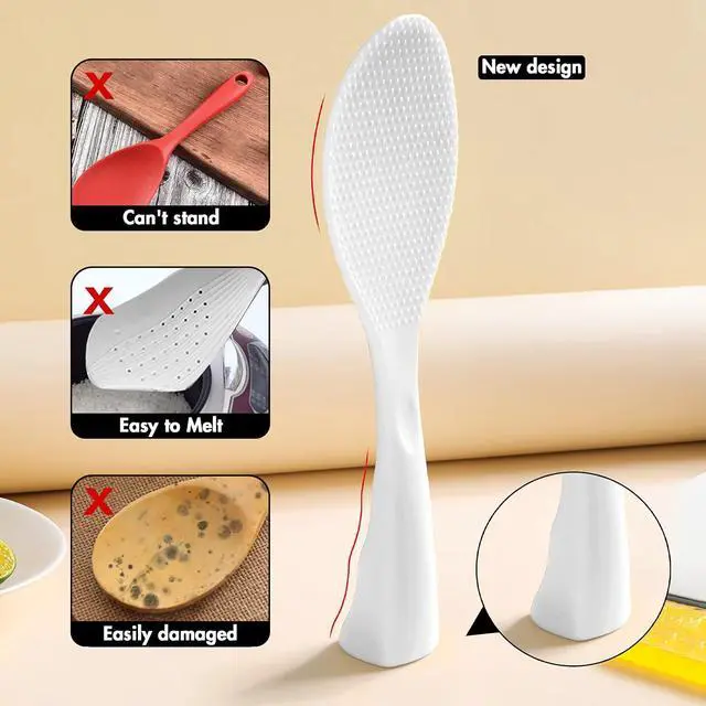 Alt view image 2 of 7 - FireKylin 1 Pcs White Silicone Rice Paddle,Non Stick Standing Rice Spoon