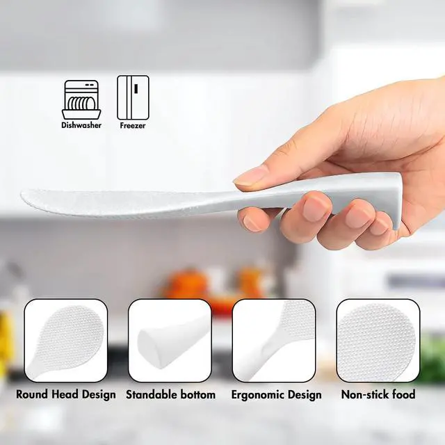 Alt view image 3 of 7 - FireKylin 1 Pcs White Silicone Rice Paddle,Non Stick Standing Rice Spoon