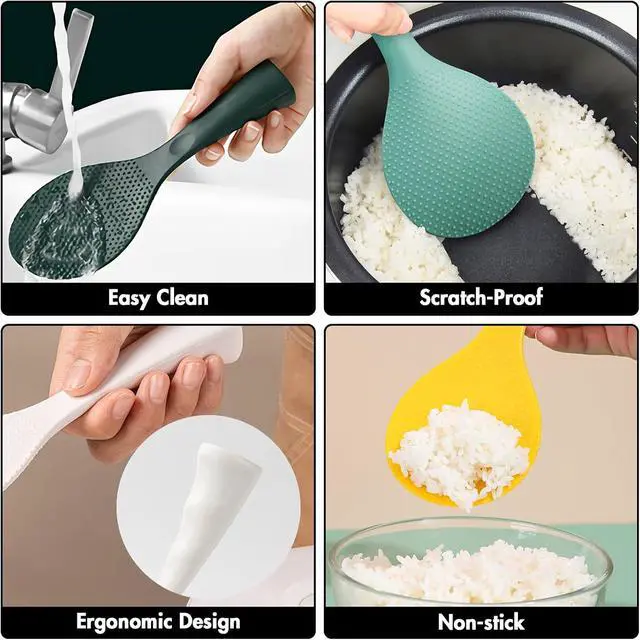 Alt view image 5 of 7 - FireKylin 1 Pcs White Silicone Rice Paddle,Non Stick Standing Rice Spoon