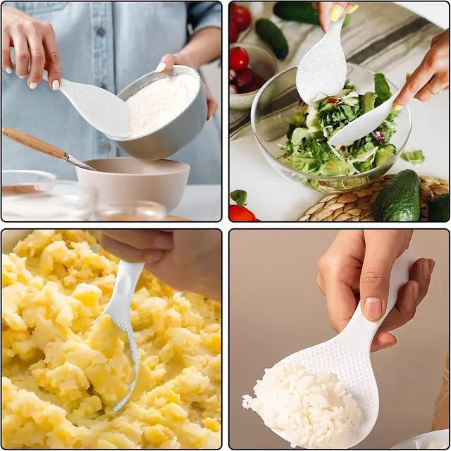 Alt view image 6 of 7 - FireKylin 1 Pcs White Silicone Rice Paddle,Non Stick Standing Rice Spoon