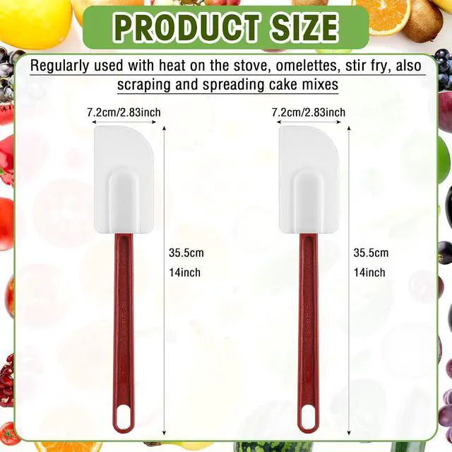 Alt view image 2 of 6 - Lounsweer 2 Pcs Heat Resistant Rubber Spatula 14 Inch Commercial Silicone Spatula Scraper Set for Kitchen Use Cooking Silicone Cooking Utensils Sets