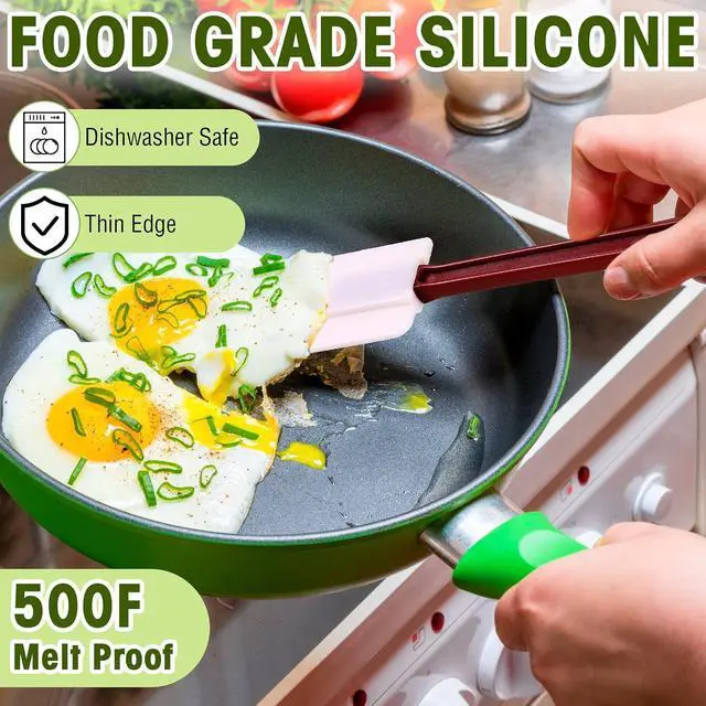Alt view image 4 of 6 - Lounsweer 2 Pcs Heat Resistant Rubber Spatula 14 Inch Commercial Silicone Spatula Scraper Set for Kitchen Use Cooking Silicone Cooking Utensils Sets