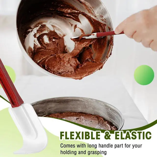Alt view image 5 of 6 - Lounsweer 2 Pcs Heat Resistant Rubber Spatula 14 Inch Commercial Silicone Spatula Scraper Set for Kitchen Use Cooking Silicone Cooking Utensils Sets
