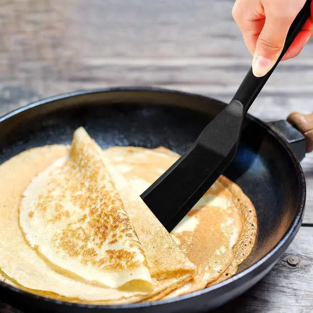 Alt view image 2 of 5 - Zopeal Narrow Thin Crepe Spatula Silicone Offset Turner Omelet,Black