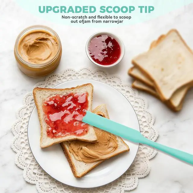 Alt view image 3 of 7 - Silicone Jar Spatula Set of 3, Long Handle Skinny Spatula and Spurtle for Sourdough Starter, Flexible Jar Scraper for Peanut Butter, Jam, Icing, Cream with No Batter Left Behind (3)